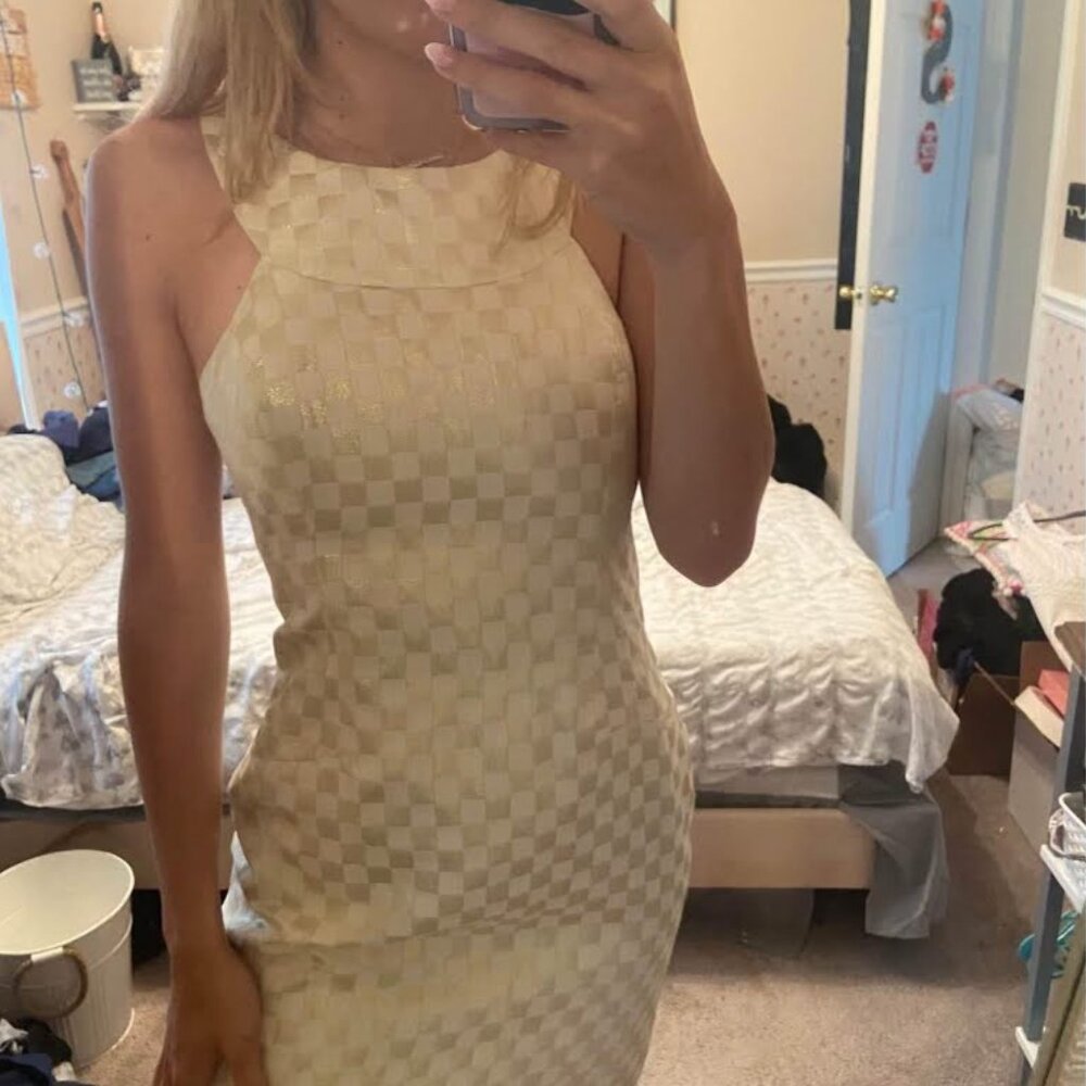 EUC Lilly Pulitzer Retro Jepson Shift Dress Cream & White Gold Size 2